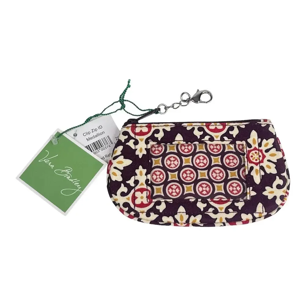 NEW Vera Bradley Clip Zip ID Case Medallion COIN PURSE Mini Card Wallet 5.5” NWT - Picture 7 of 8